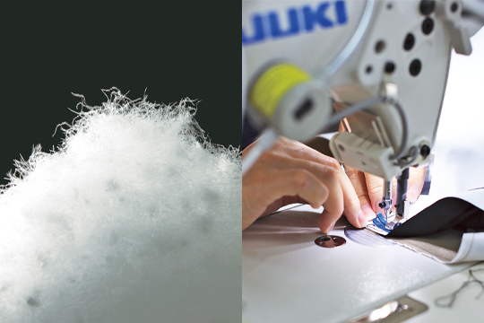 オーロラ ダウンジャケットは羽毛の洗浄から縫製まで一貫して国内で生産