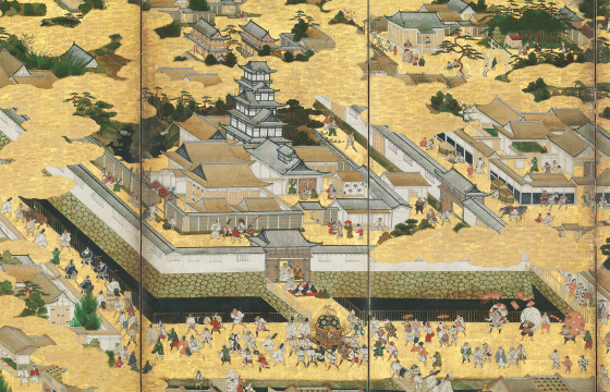 家康が建てた二条城が描かれた洛中洛外図屏風（勝興寺蔵 左隻の一部）